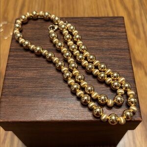 14K EG Vintage Gold Beaded Necklace 18”